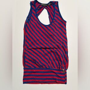 GUESS Red & Blue Stripe Open Back Sleeveless Top sz XS